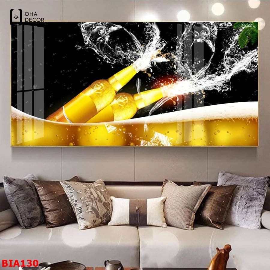 Tuyển Tập 5+ Tranh Tráng Gương Quán Nhậu Đẹp Hà Nam Siêu Hút Khách Giúp Bứt Phá Doanh Thu 1 Tranh tráng gương quán nhậu đẹp Hà Nam với hình ảnh chai bia bật nắp đầy sảng khoái