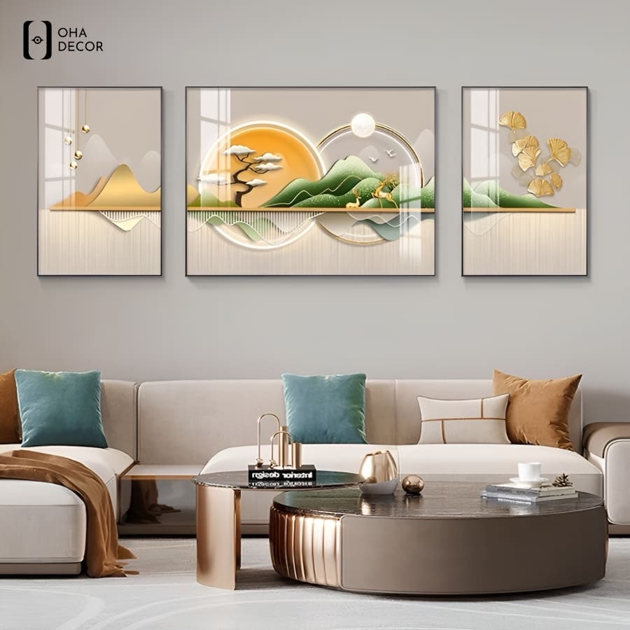 Bí Quyết Sở Hữu Bộ 3 Tranh Tráng Gương Cao Cấp Phòng Khách An Giang Đột Phá Thẩm Mỹ 6 Oha decor đơn vị mang đến bộ 3 tranh tráng gương cao cấp phòng khách an giang chất lượng