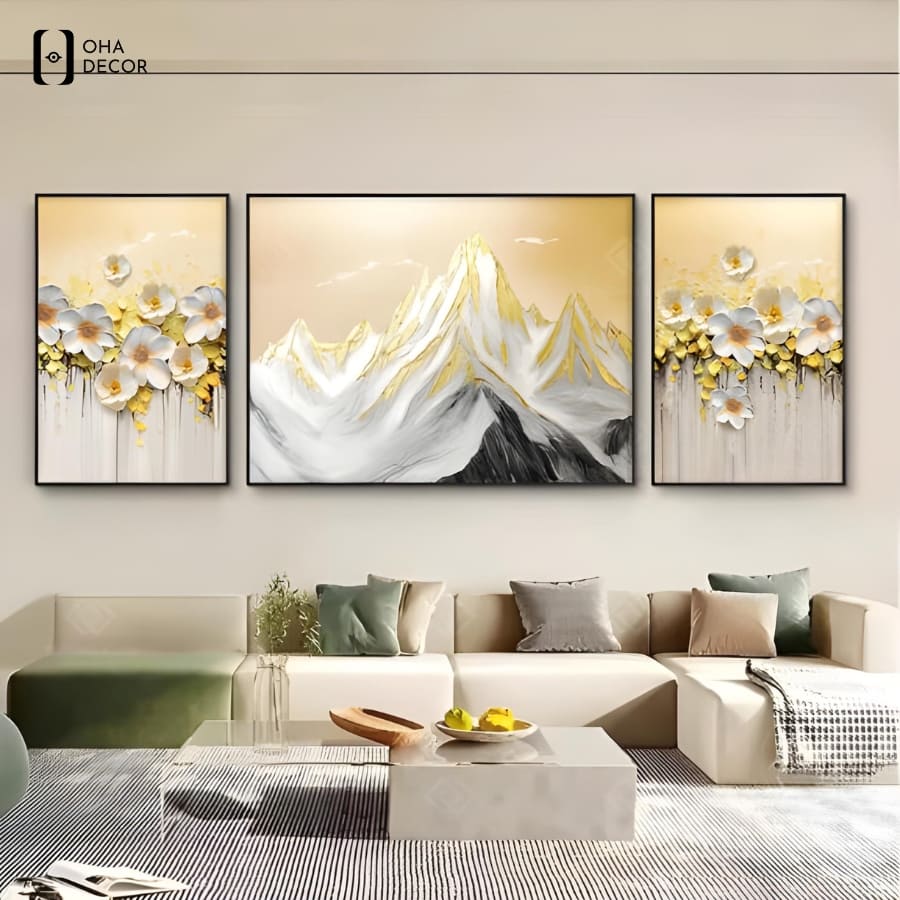 Bí Quyết Sở Hữu Bộ 3 Tranh Tráng Gương Cao Cấp Phòng Khách An Giang Đột Phá Thẩm Mỹ 1 Bộ 3 tranh tráng gương cao cấp phòng khách an giang chủ đề phong cảnh thiên nhiên sang trọng