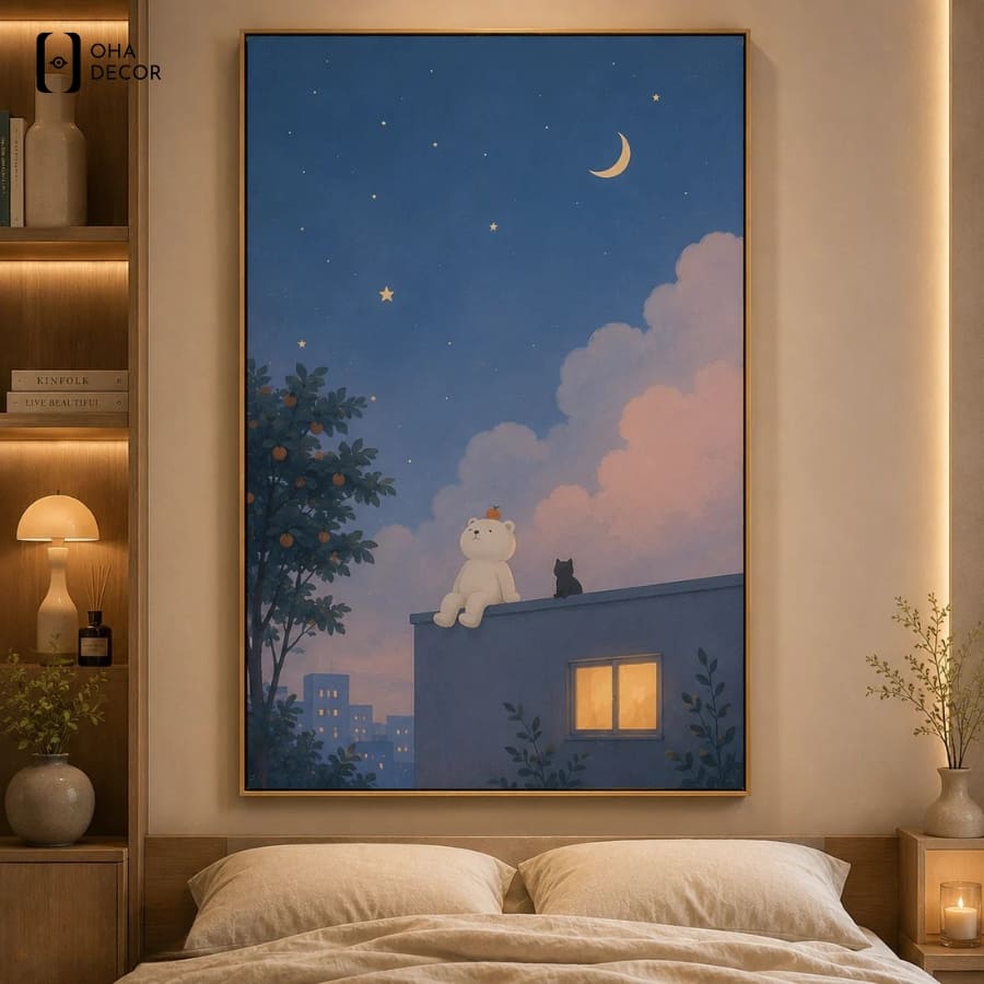 Top 6 mẫu tranh dễ thương phòng ngủ tặng con An Giang giúp trẻ khơi nguồn sáng tạo 1 Mẫu tranh dễ thương phòng ngủ tặng con an giang mang lại sự ấm áp và giấc ngủ ngon