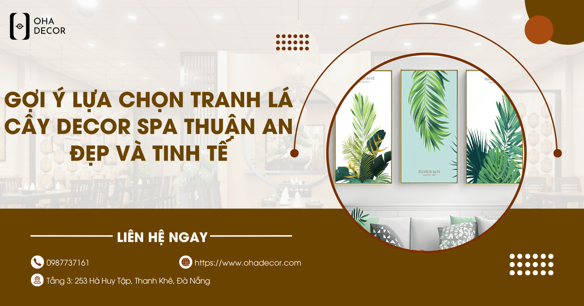 Tranh lá cây decor spa Thuận An