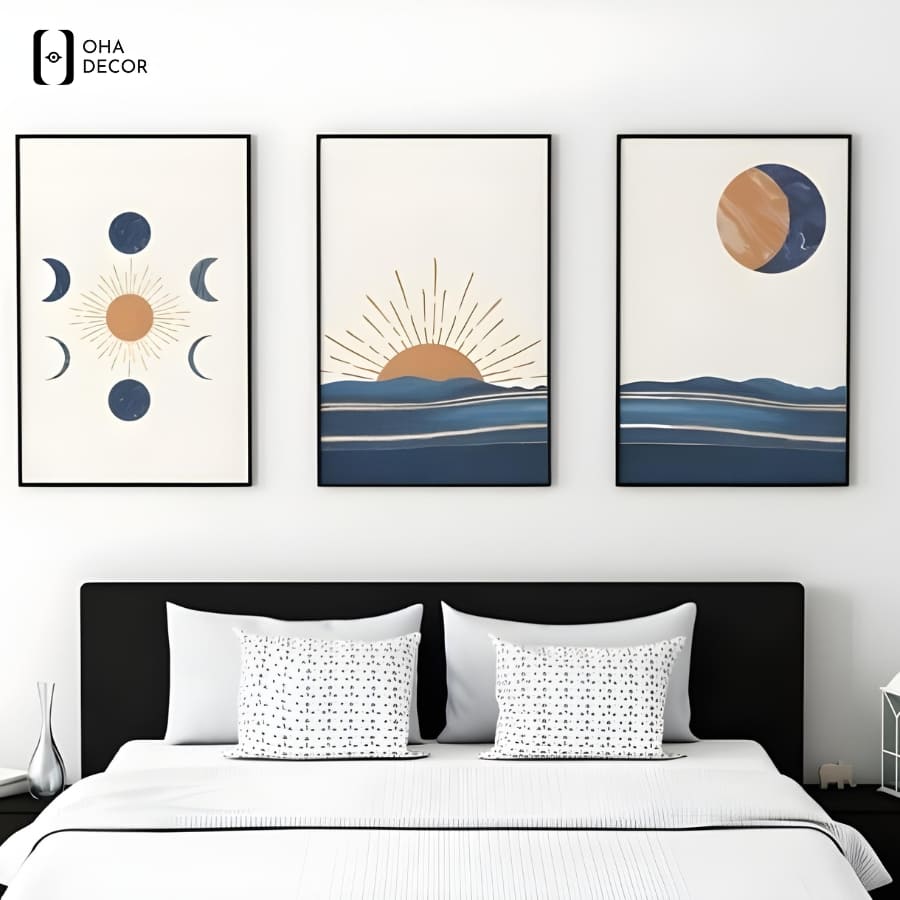 3 tiêu chí chọn tranh tối giản phòng ngủ Thuận An cho tổ ấm 3 Tranh tối giản phòng ngủ thuận an với hình khối trừu tượng và họa tiết mộc mạc